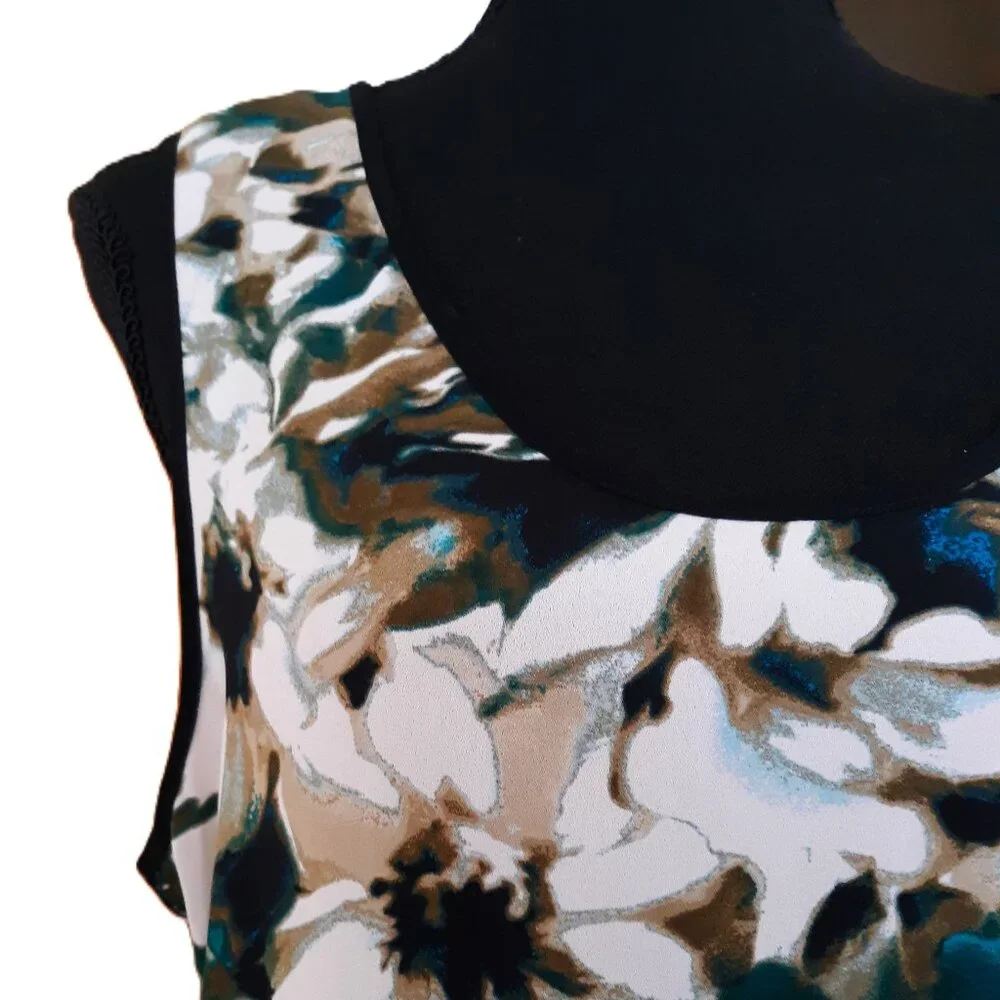 LOGO Lori Goldstein Sleeveless Tunic Blouse Double Layered Peplum Floral - Picture 5 of 9
